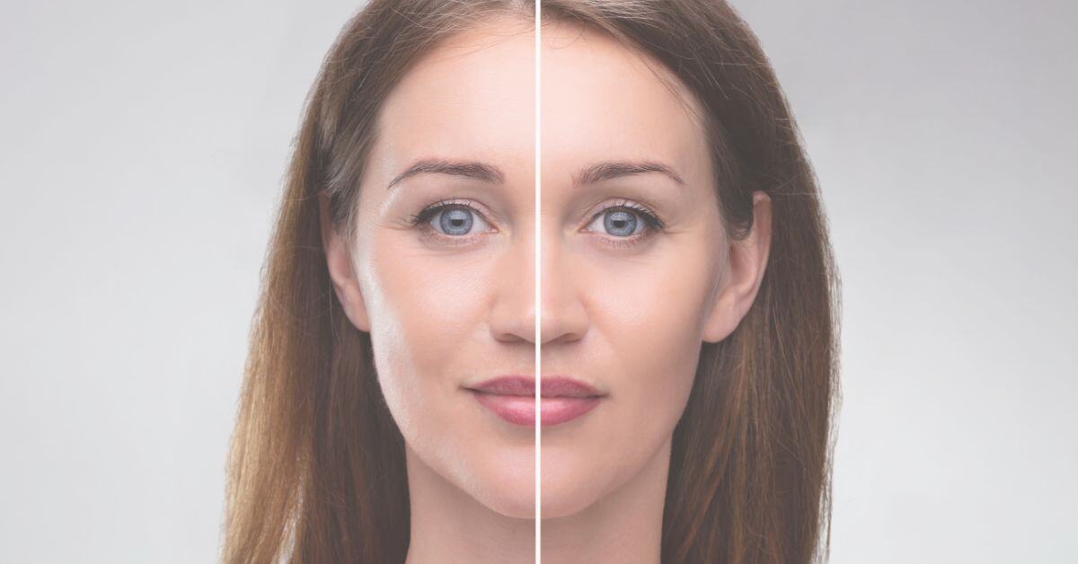 Woman with slider over face